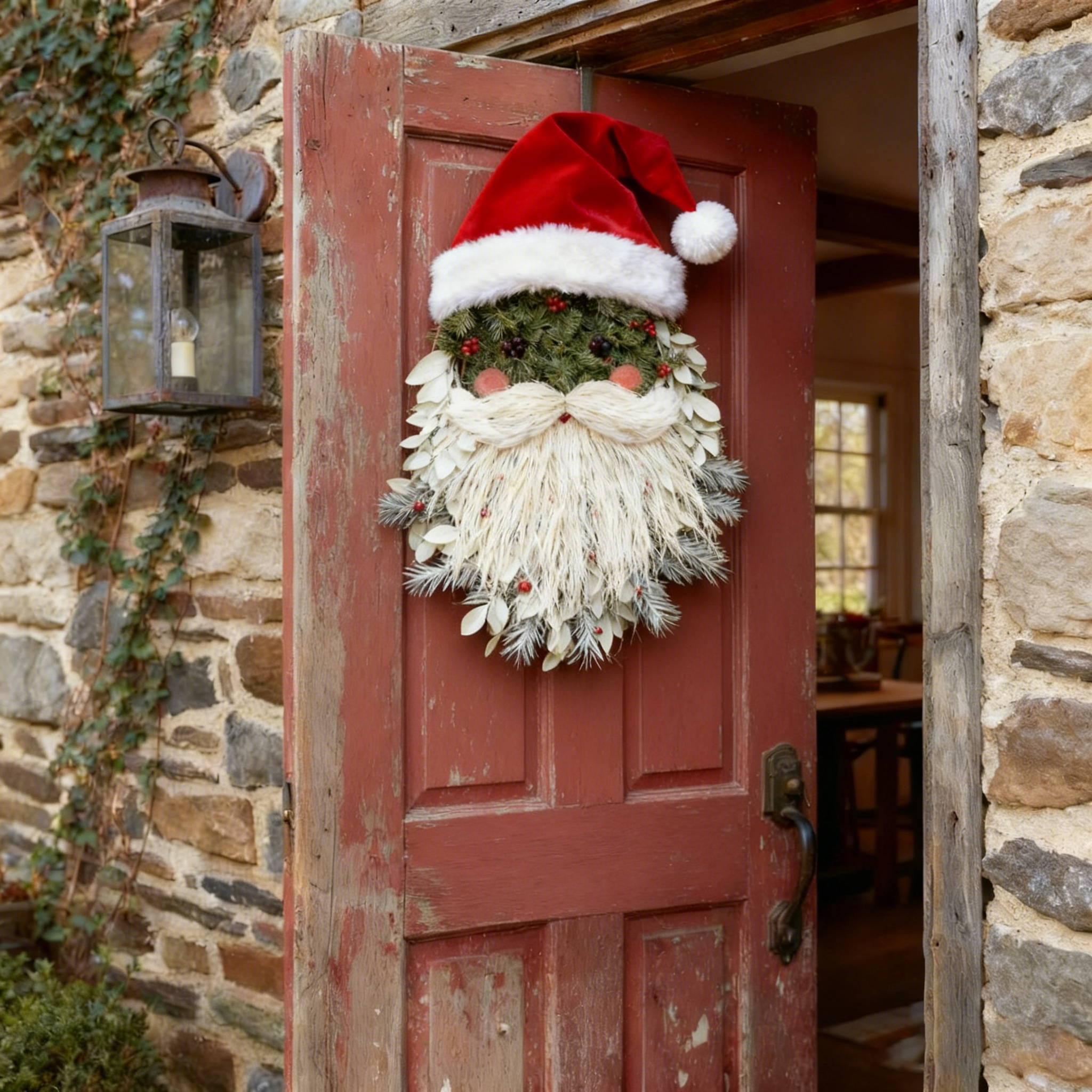 Handcrafted Santa Christmas Wreath