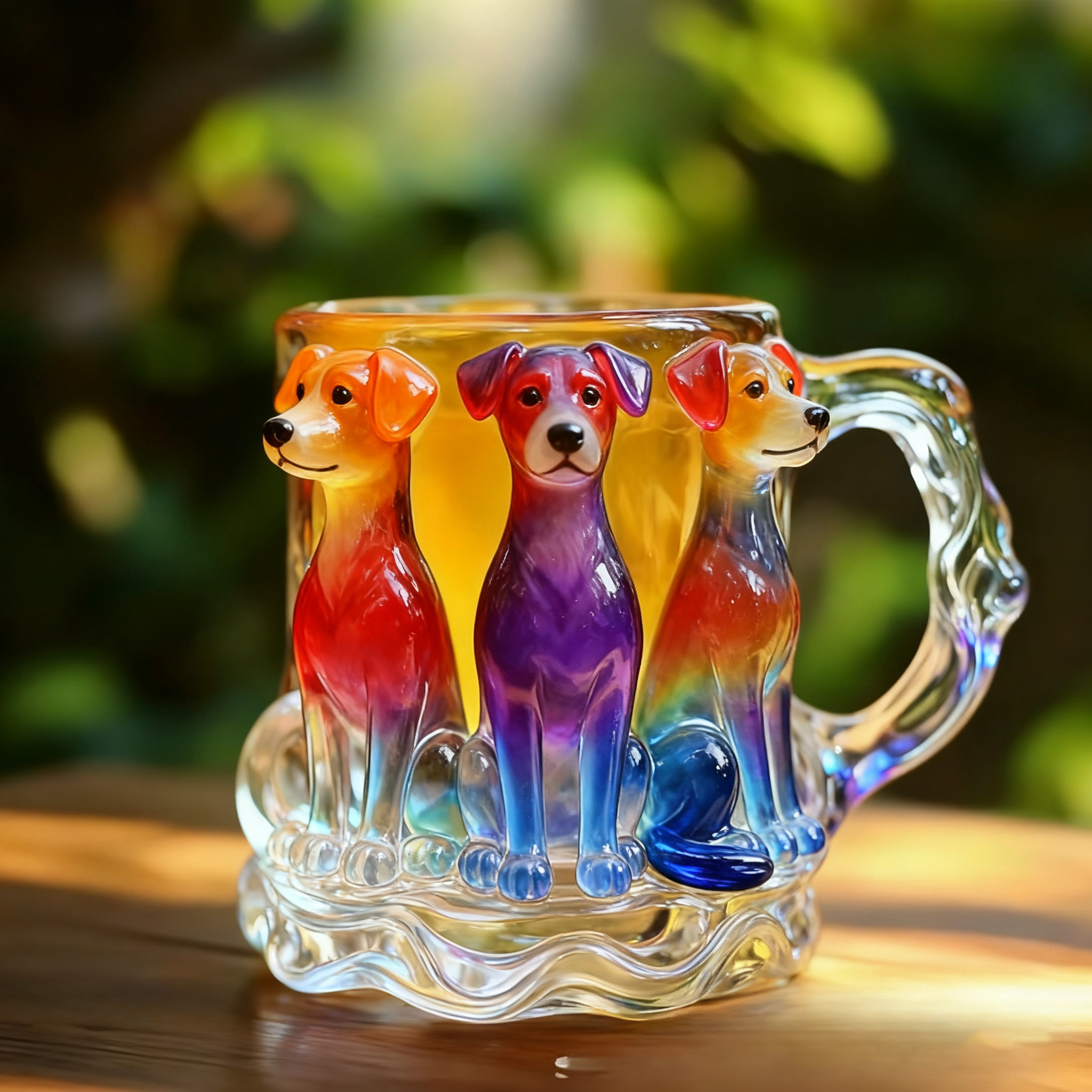 Handcrafted Rainbow Dog Mug