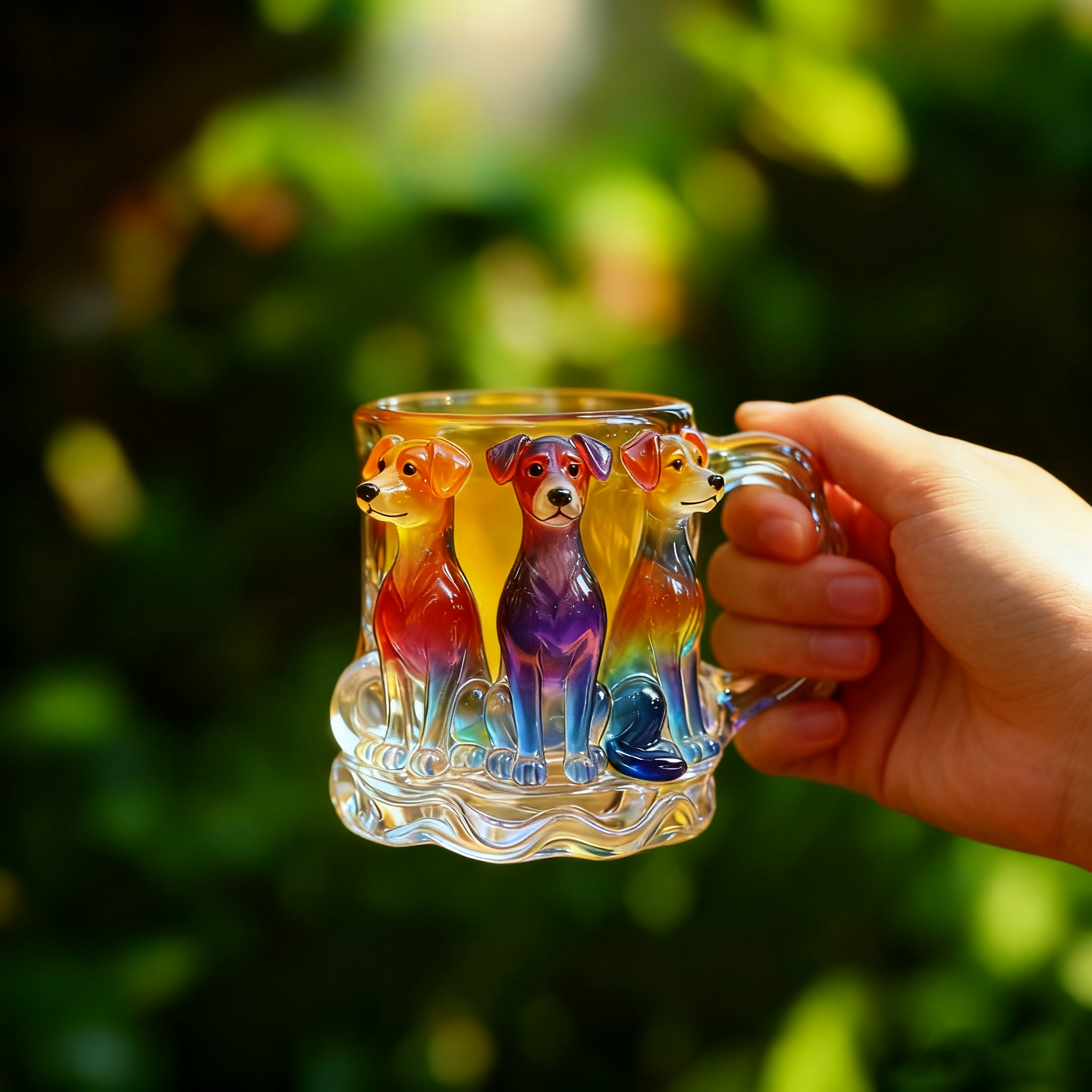 Handcrafted Rainbow Dog Mug