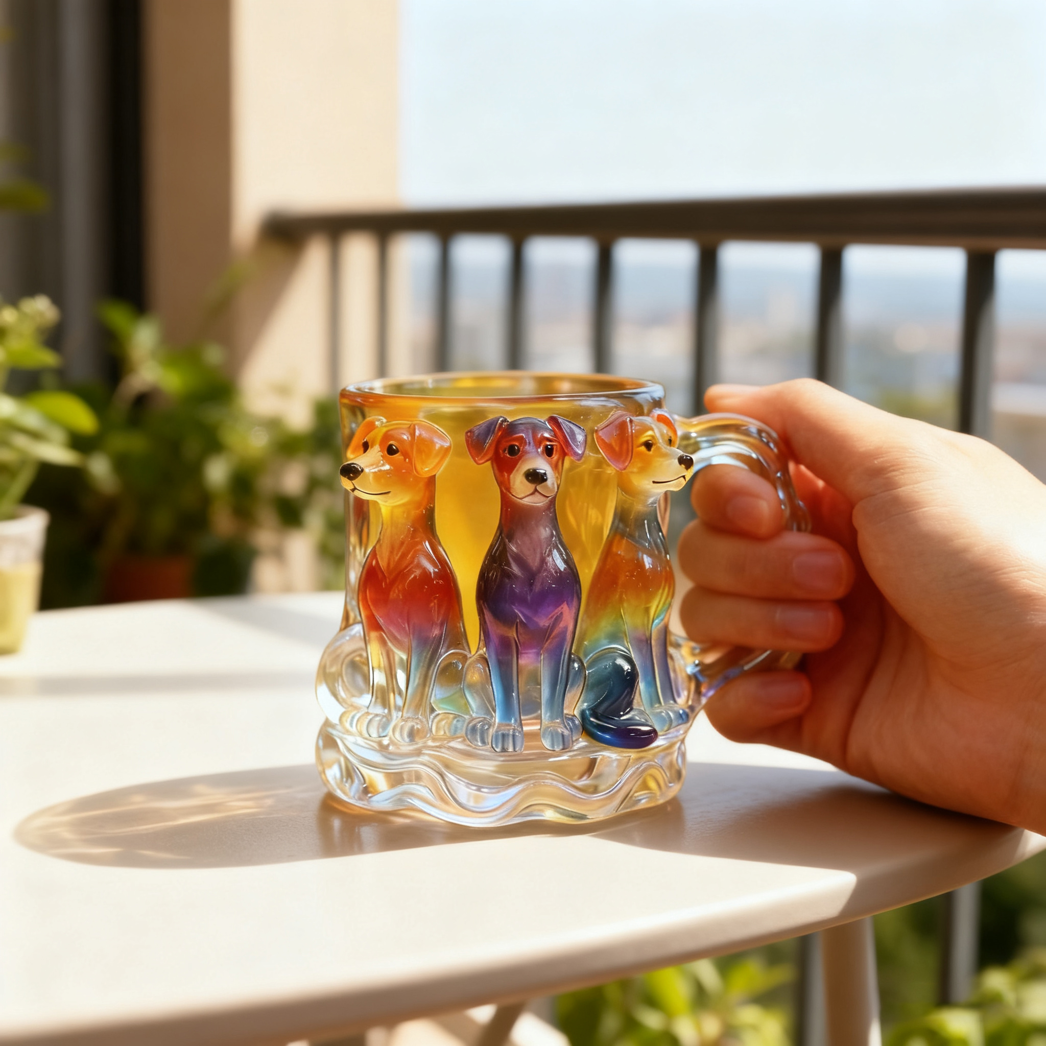 Handcrafted Rainbow Dog Mug