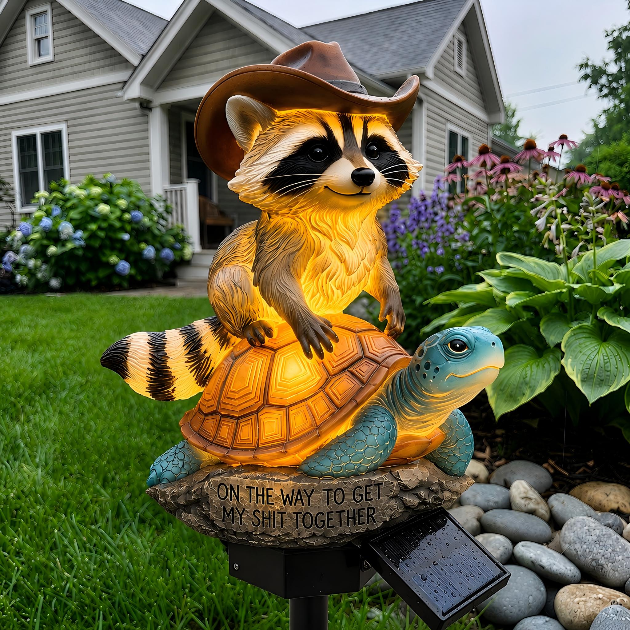 Getting It Together Raccoon Solar Garden Light