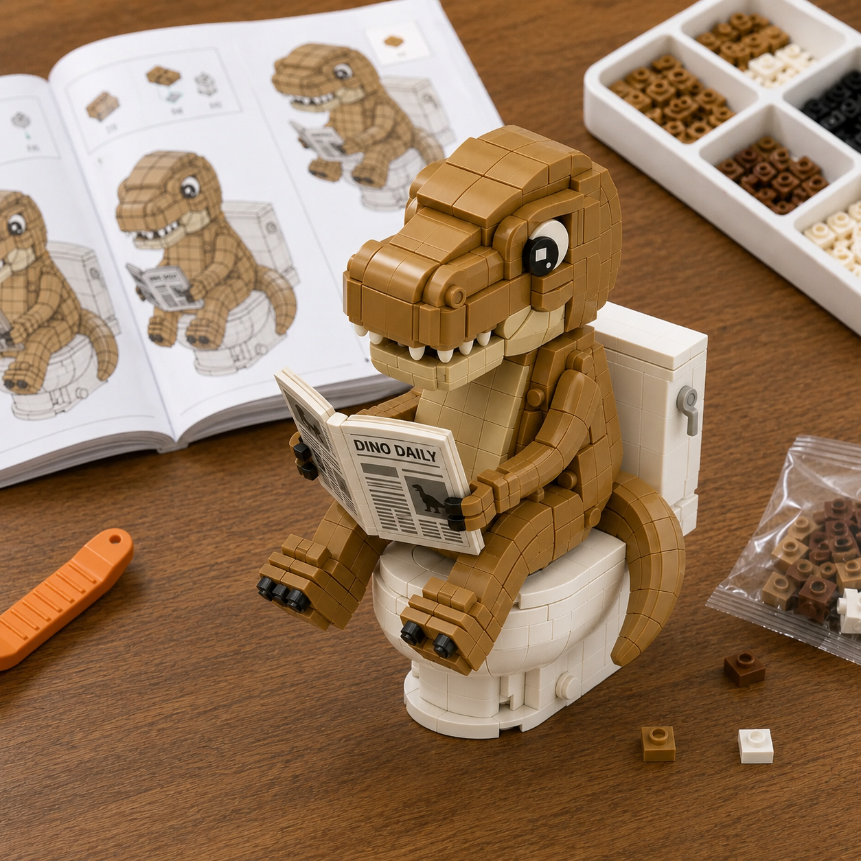 Potty Time T-Rex: Funny Building Block Set