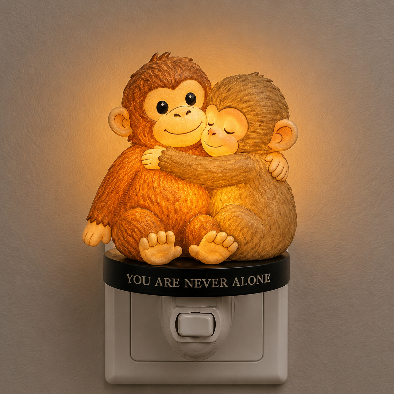 "Never Alone" Hugging Monkeys Night Light