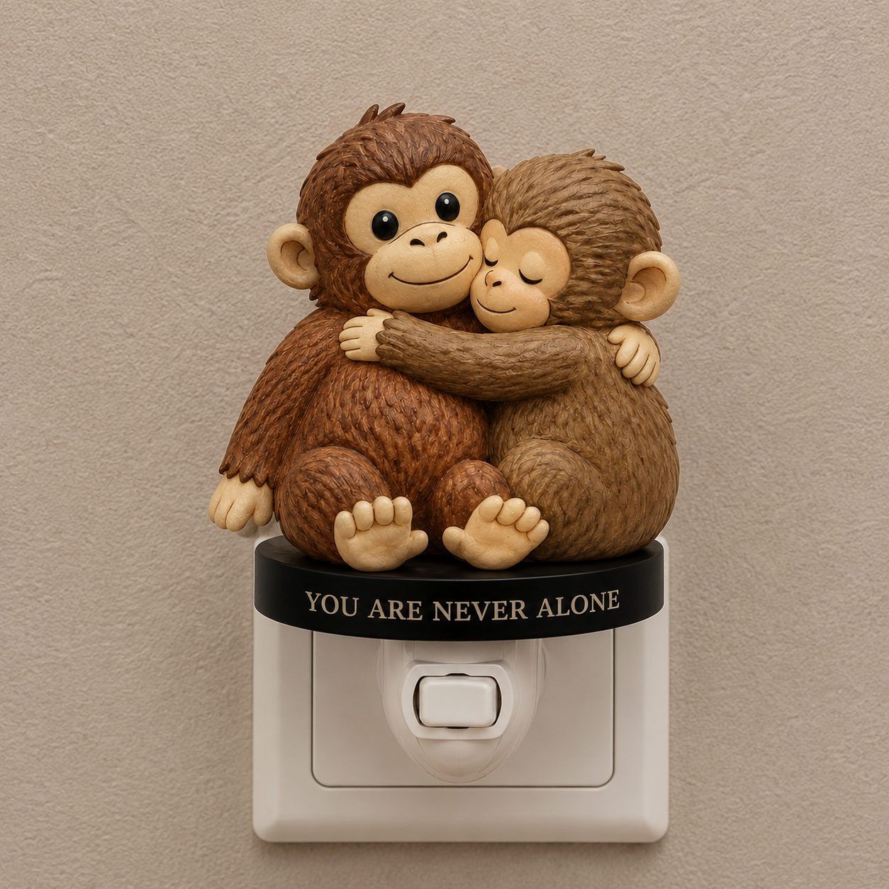 "Never Alone" Hugging Monkeys Night Light