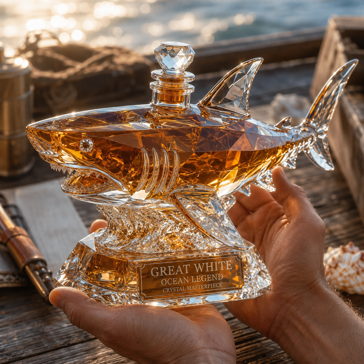 Ocean Legend Crystal Shark Decanter