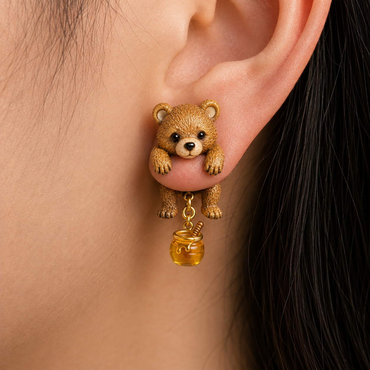 Cheeky Raccoon & Sweet Bear 3D Hanging Earrings