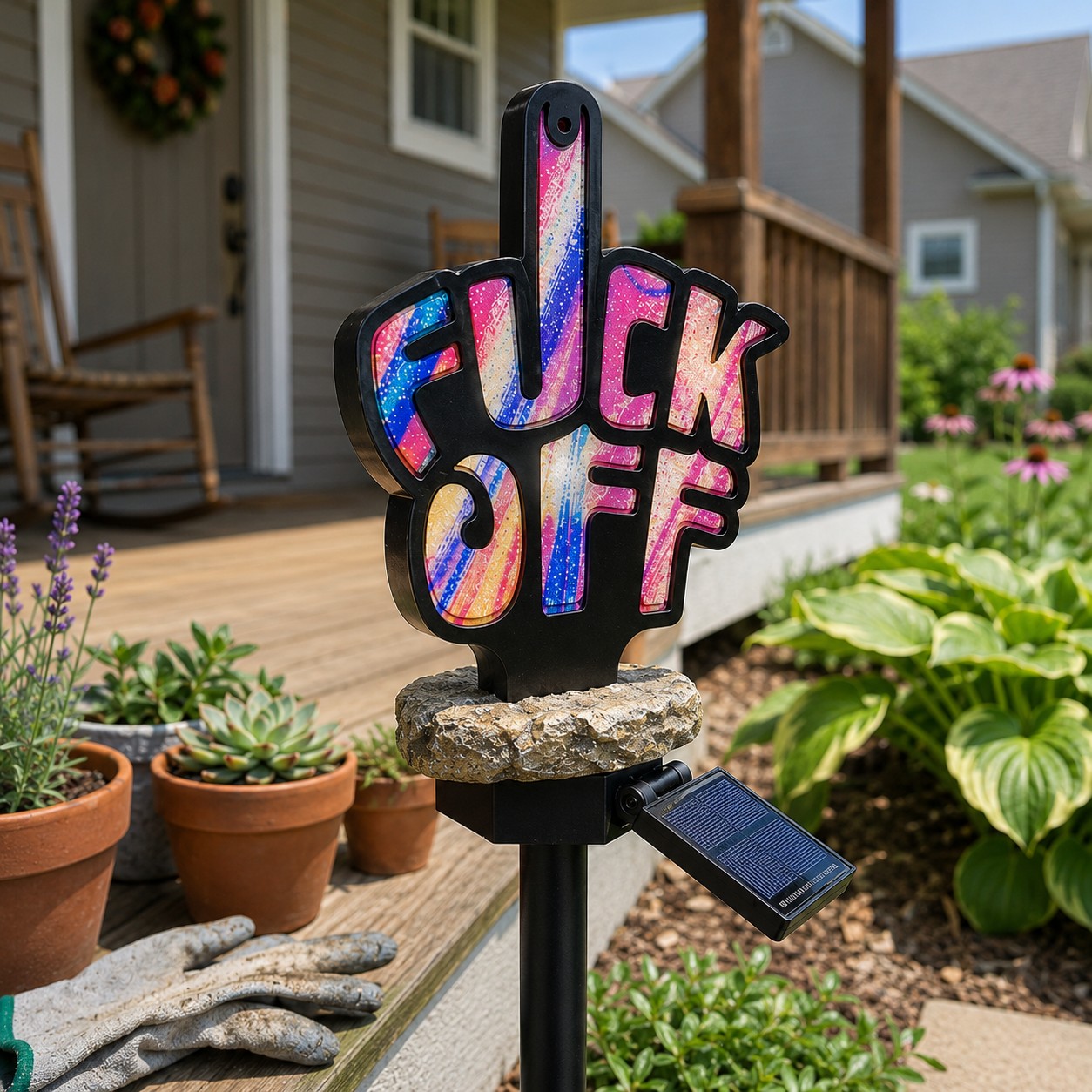 Funny "F-Off" Middle Finger Solar Garden Light
