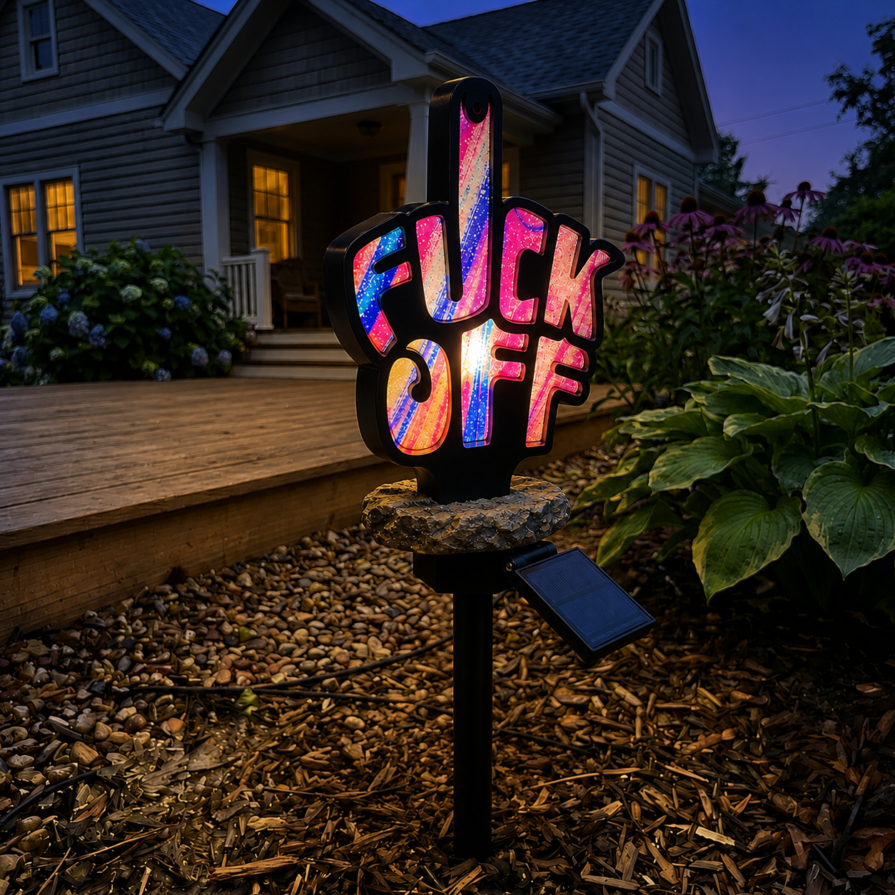 Funny "F-Off" Middle Finger Solar Garden Light