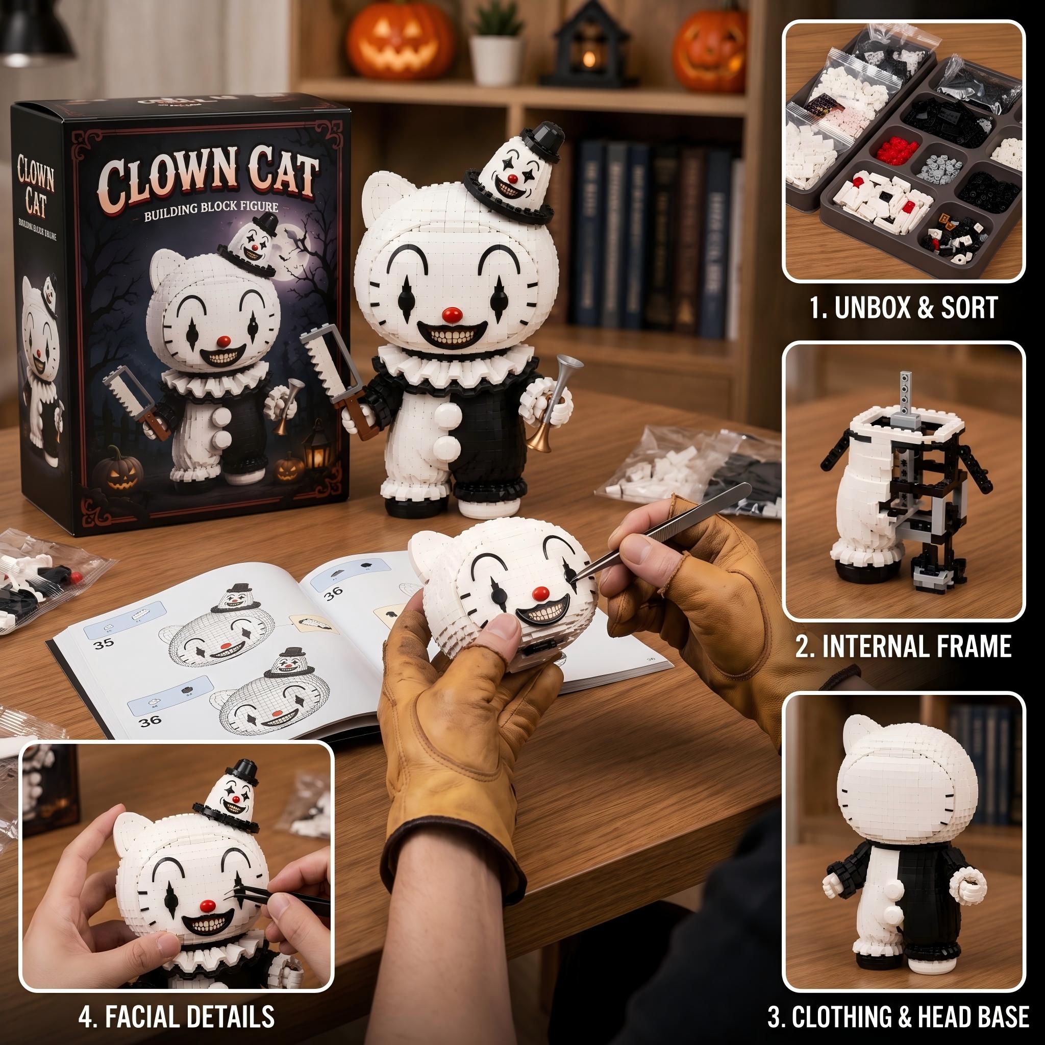 Black & White Clown Cat Building Set