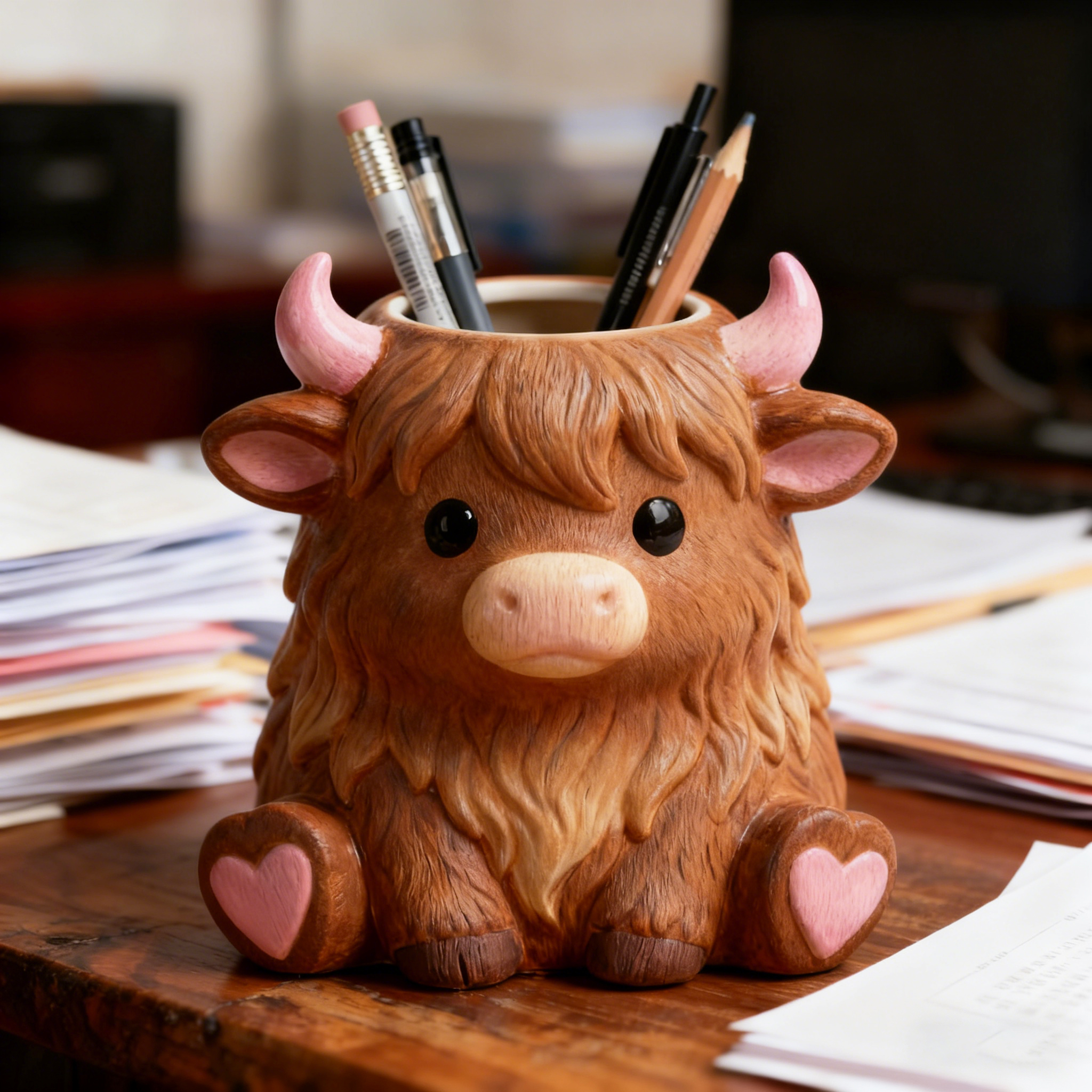 Highland Cow Pencil Holder