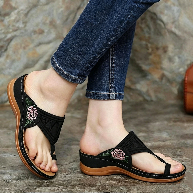 🔥 Sandalias de verano bordadas de estilo retro | Soporte ergonómico para el arco — Camina todo el día sin fatiga | Antideslizantes y transpirables ✅