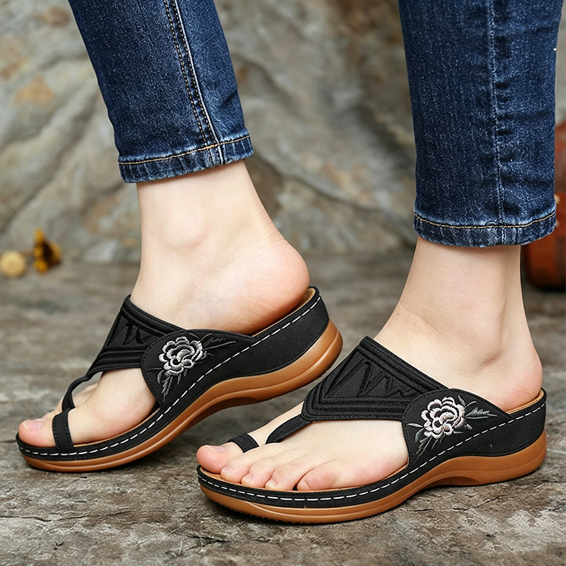 🔥 Sandalias de verano bordadas de estilo retro | Soporte ergonómico para el arco — Camina todo el día sin fatiga | Antideslizantes y transpirables ✅