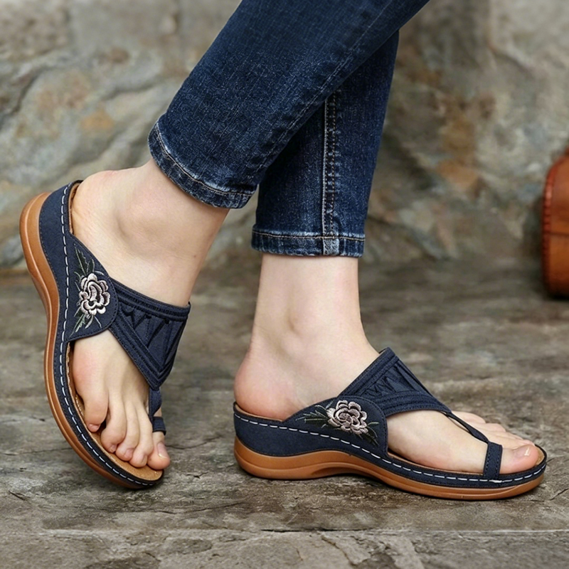 🔥 Sandalias de verano bordadas de estilo retro | Soporte ergonómico para el arco — Camina todo el día sin fatiga | Antideslizantes y transpirables ✅