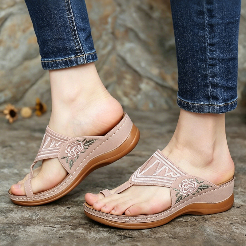 🔥 Sandalias de verano bordadas de estilo retro | Soporte ergonómico para el arco — Camina todo el día sin fatiga | Antideslizantes y transpirables ✅