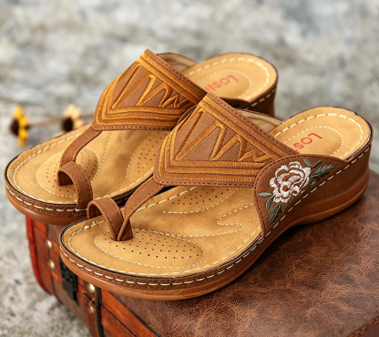 🔥 Sandalias de verano bordadas de estilo retro | Soporte ergonómico para el arco — Camina todo el día sin fatiga | Antideslizantes y transpirables ✅