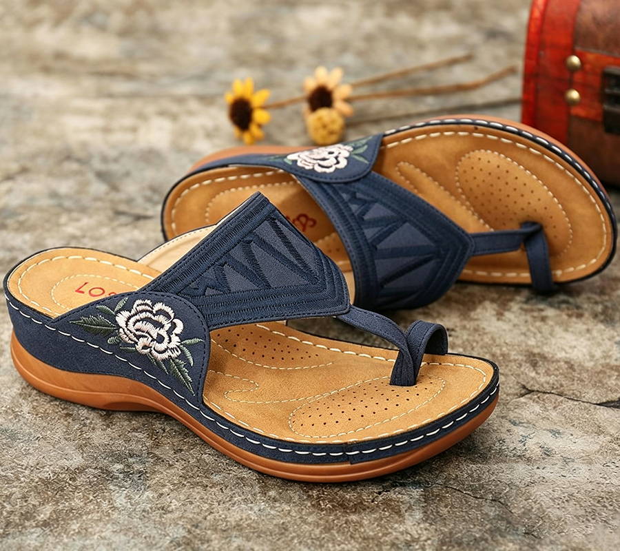 🔥 Sandalias de verano bordadas de estilo retro | Soporte ergonómico para el arco — Camina todo el día sin fatiga | Antideslizantes y transpirables ✅
