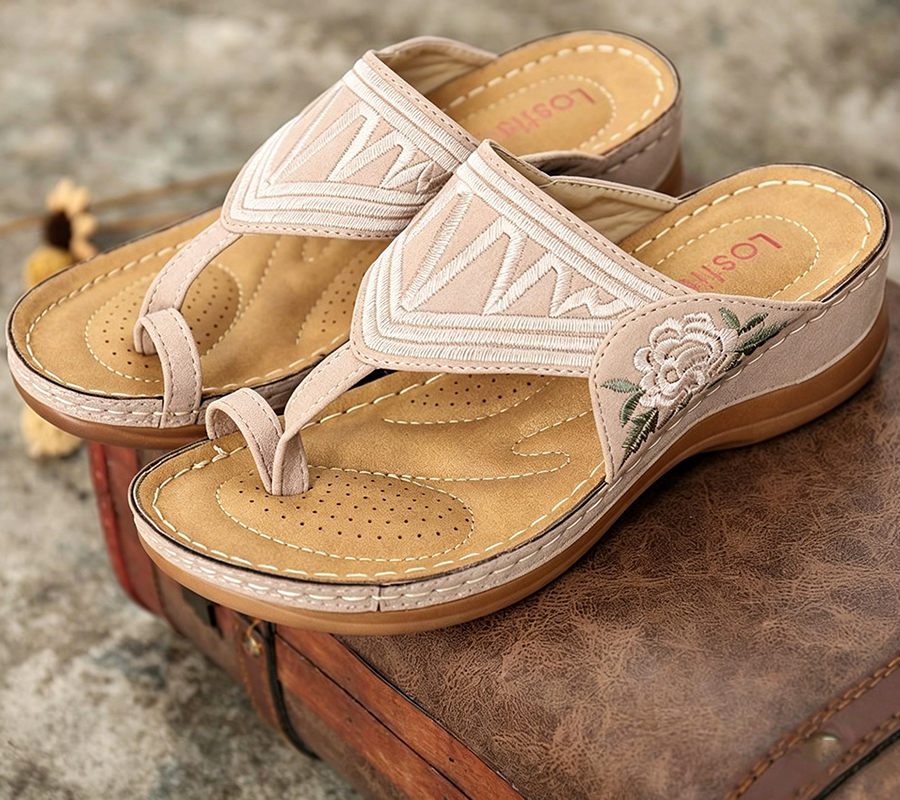 🔥 Sandalias de verano bordadas de estilo retro | Soporte ergonómico para el arco — Camina todo el día sin fatiga | Antideslizantes y transpirables ✅
