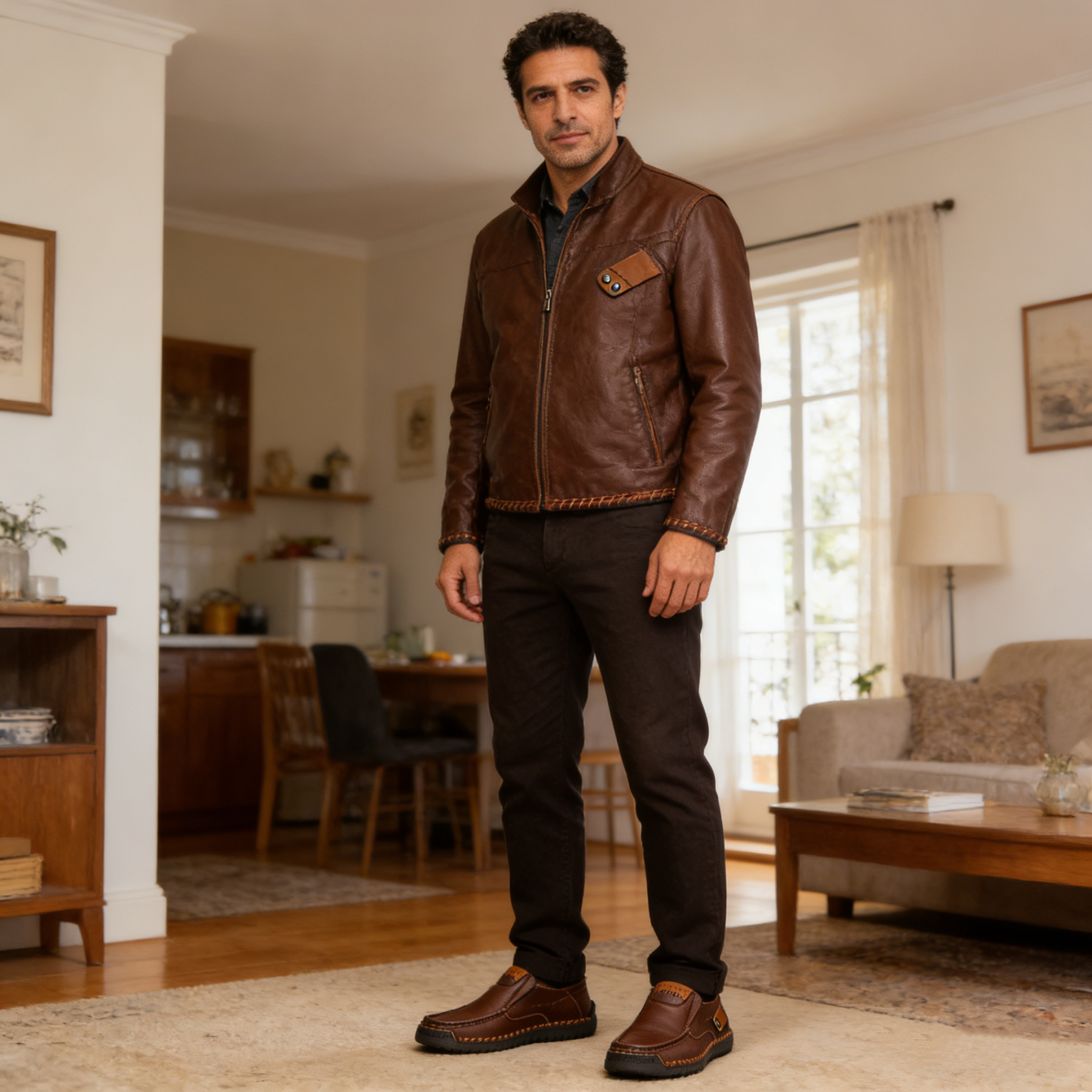 【🎁¡Descuento por tiempo limitado - No te lo pierdas!】Hecho de auténtica piel de vaca australiana👞Cosido a mano para máxima comodidad✅