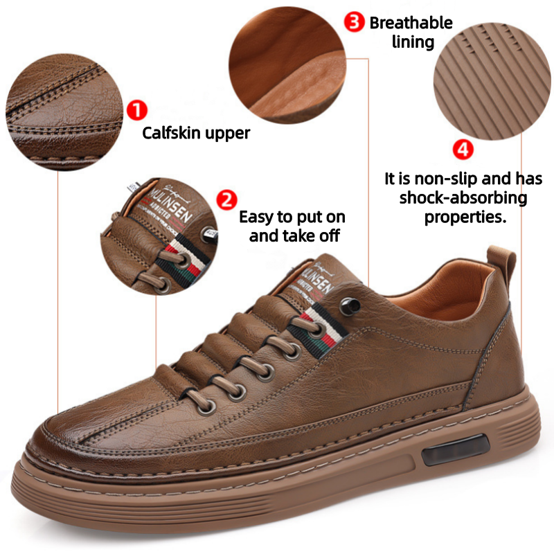 【🎁Oferta por tiempo limitado】Zapatos ortopédicos de piel de becerro australiana👞✅Soporte para el arco del pie - Comodidad durante todo el día✅Imprescindibles para hombres - Impermeables y antideslizantes✅