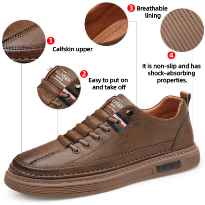 【🎁Oferta por tiempo limitado】Zapatos ortopédicos de piel de becerro australiana👞✅Soporte para el arco del pie - Comodidad durante todo el día✅Imprescindibles para hombres - Impermeables y antideslizantes✅