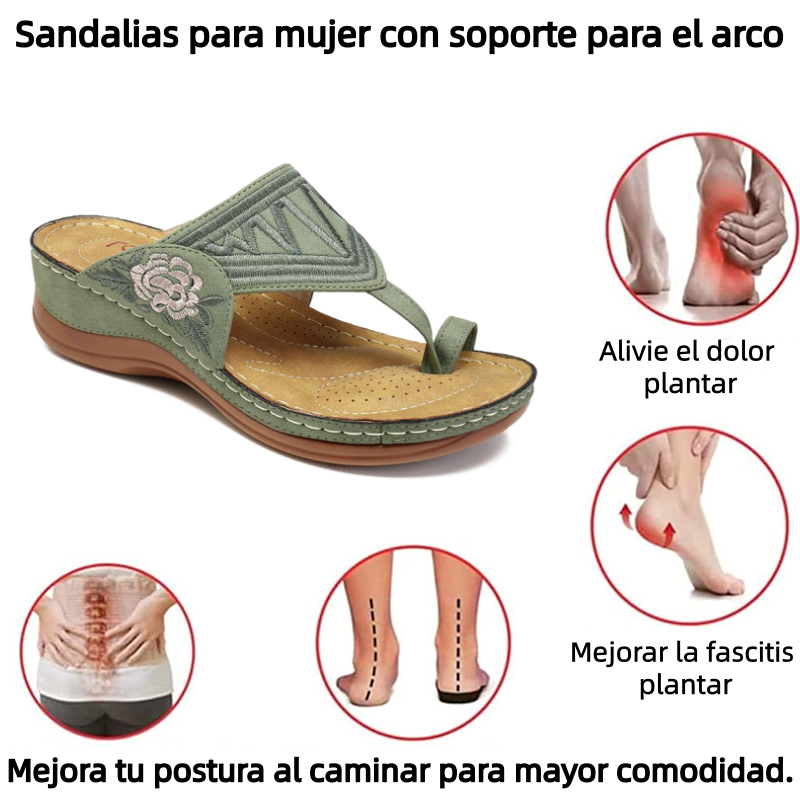 🔥 Sandalias de verano bordadas de estilo retro | Soporte ergonómico para el arco — Camina todo el día sin fatiga | Antideslizantes y transpirables ✅