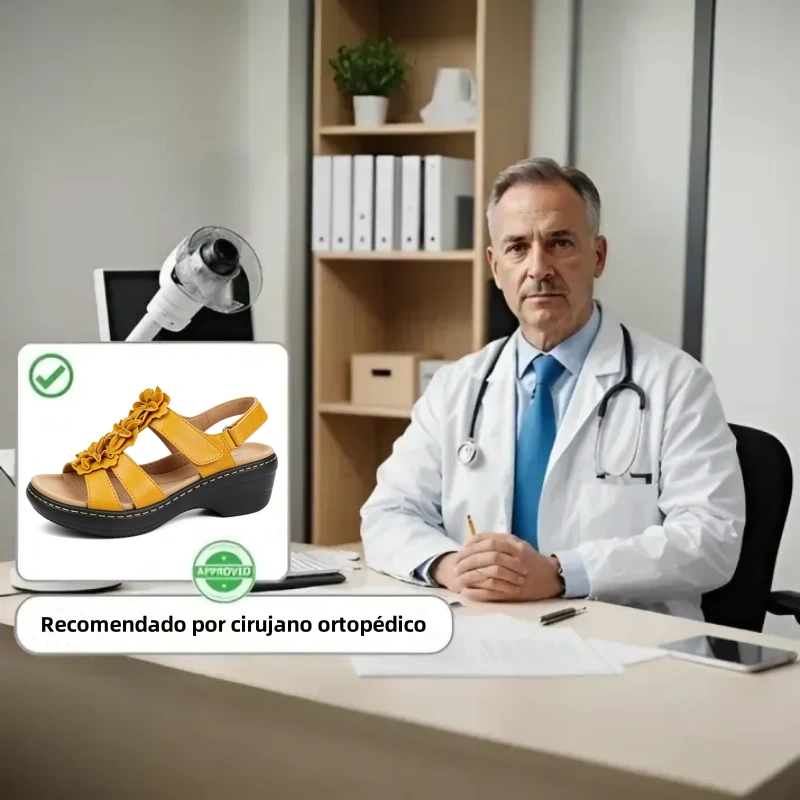 🔥 Sandalias ortopédicas de plataforma con estampado floral para mujer (verano) — Soporte para el arco — Diseño ergonómico — Ligeras y sin dolor en cada paso ✅
