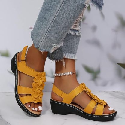 🔥 Sandalias ortopédicas de plataforma con estampado floral para mujer (verano) — Soporte para el arco — Diseño ergonómico — Ligeras y sin dolor en cada paso ✅