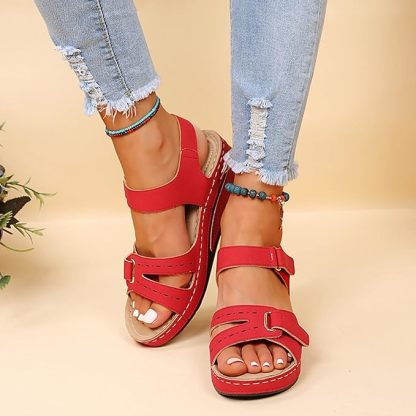 🔥 Sandalias ortopédicas de verano para mujer — Sandalias de plataforma confeccionadas en cuero ecológico, con soporte para el arco y correas ajustables de velcro para caminar con total comodidad durante todo el día: ¡dile adiós al dolor de pies! ✅