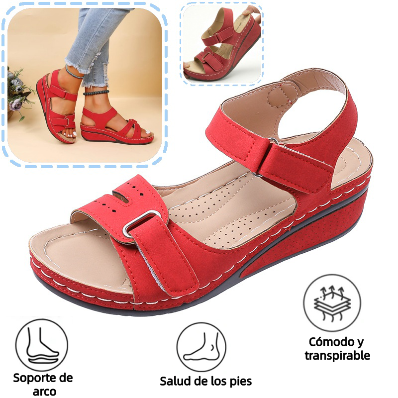 🔥 Sandalias ortopédicas de verano para mujer — Sandalias de plataforma confeccionadas en cuero ecológico, con soporte para el arco y correas ajustables de velcro para caminar con total comodidad durante todo el día: ¡dile adiós al dolor de pies! ✅