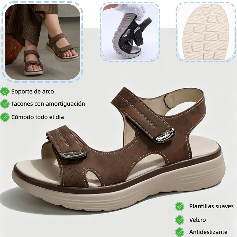 🔥Nuevas sandalias de moda 2026✅ Punta ancha + ajuste de velcro + suela resistente al desgaste y antideslizante + soporte para el arco del pie - Cómodas para caminar todo el día✅