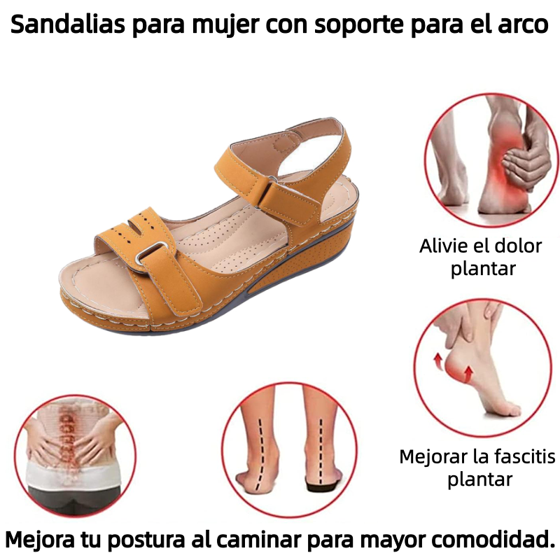 🔥 Sandalias ortopédicas de verano para mujer — Sandalias de plataforma confeccionadas en cuero ecológico, con soporte para el arco y correas ajustables de velcro para caminar con total comodidad durante todo el día: ¡dile adiós al dolor de pies! ✅
