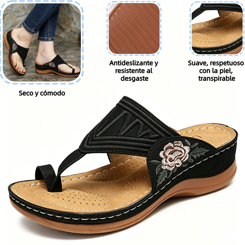 🔥 Sandalias de verano bordadas de estilo retro | Soporte ergonómico para el arco — Camina todo el día sin fatiga | Antideslizantes y transpirables ✅