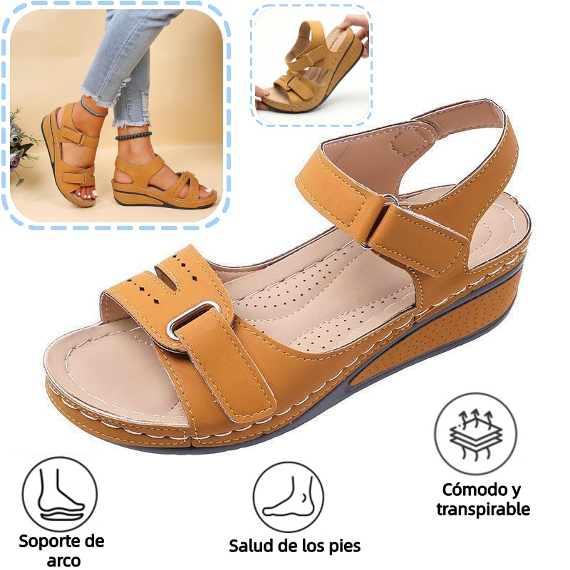 🔥 Sandalias ortopédicas de verano para mujer — Sandalias de plataforma confeccionadas en cuero ecológico, con soporte para el arco y correas ajustables de velcro para caminar con total comodidad durante todo el día: ¡dile adiós al dolor de pies! ✅