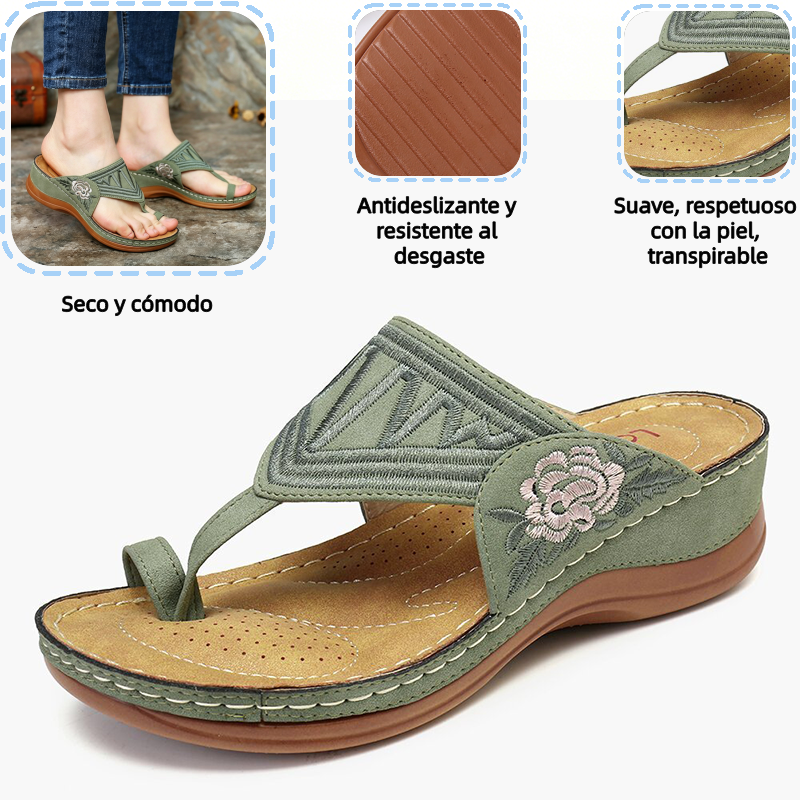 🔥 Sandalias de verano bordadas de estilo retro | Soporte ergonómico para el arco — Camina todo el día sin fatiga | Antideslizantes y transpirables ✅