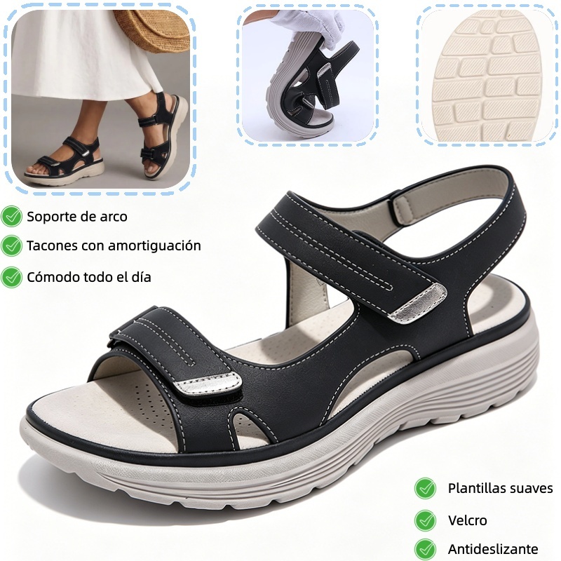 🔥Nuevas sandalias de moda 2026✅ Punta ancha + ajuste de velcro + suela resistente al desgaste y antideslizante + soporte para el arco del pie - Cómodas para caminar todo el día✅