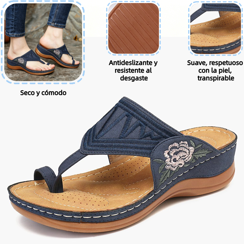 🔥 Sandalias de verano bordadas de estilo retro | Soporte ergonómico para el arco — Camina todo el día sin fatiga | Antideslizantes y transpirables ✅