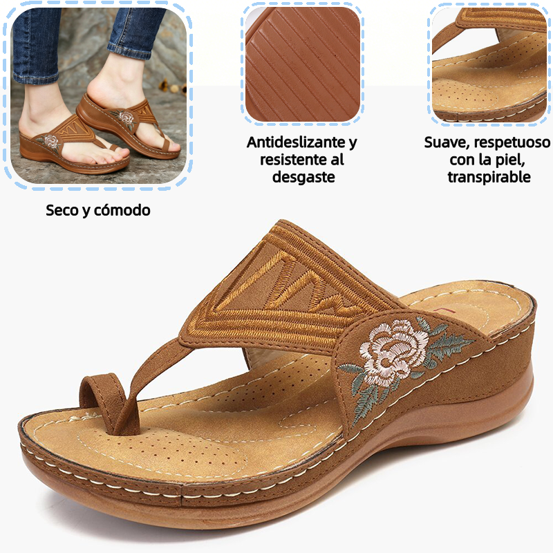 🔥 Sandalias de verano bordadas de estilo retro | Soporte ergonómico para el arco — Camina todo el día sin fatiga | Antideslizantes y transpirables ✅