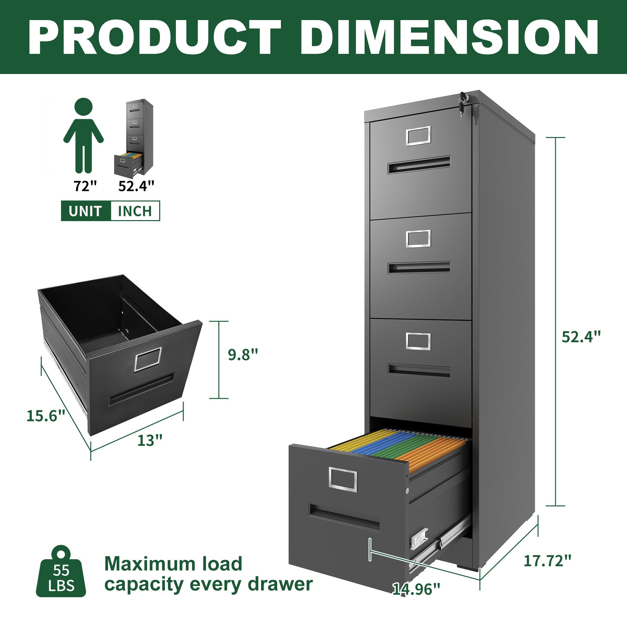 Lockable 4-Drawer Stamp Storage Cabinet – Metal Organizer for Stamp Albums, Envelopes & Collectibles, A4 Letter Size