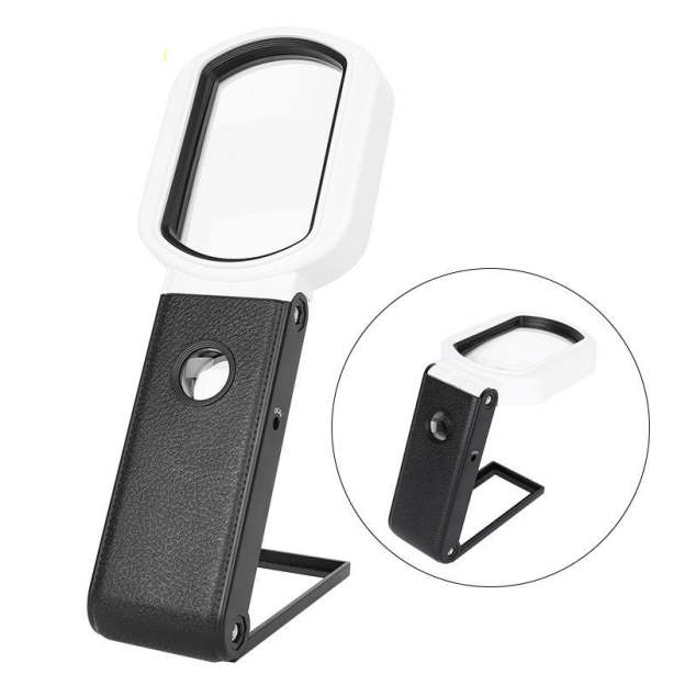 Square LED Optical Magnifier – Handheld Illuminated Loupe for Stamp Inspection & Philatelic Identification