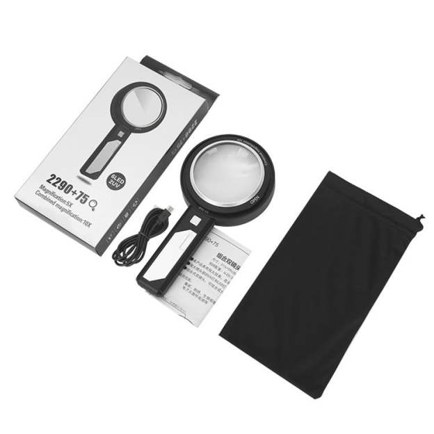 Handheld Magnifying Glass with LED Ring Light – Philatelic Loupe for Stamp Inspection & Collectible Viewing