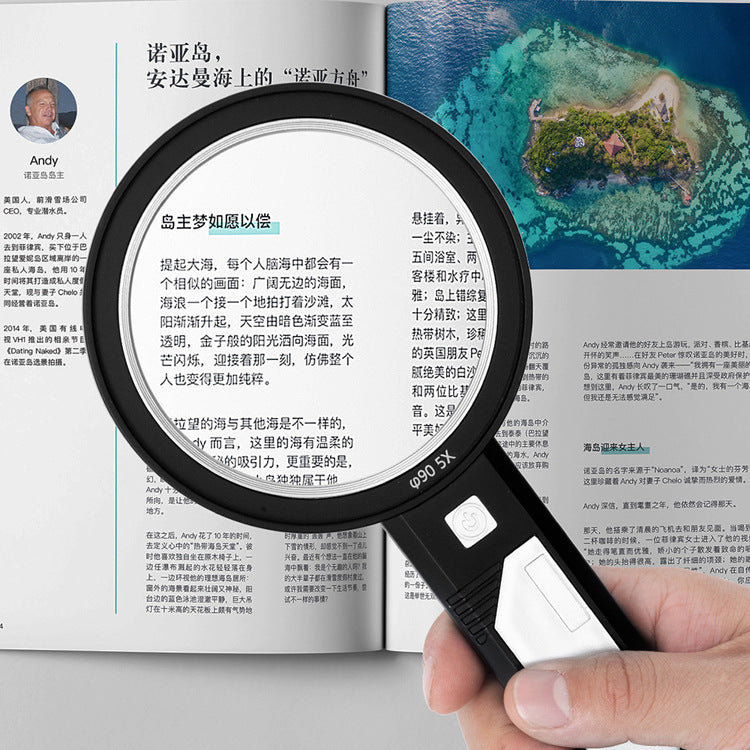 Handheld Magnifying Glass with LED Ring Light – Philatelic Loupe for Stamp Inspection & Collectible Viewing