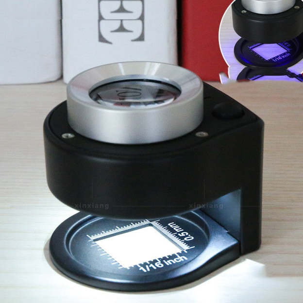 30X Full Metal LED Magnifier with Scale – High-Precision Optical Loupe for Stamp, Coin & Printing Inspection