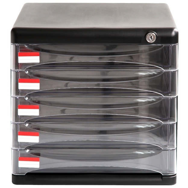 Transparent Layered Stamp Storage Cabinet with Lock – Desktop Organizer for Stamp Albums & Collectibles