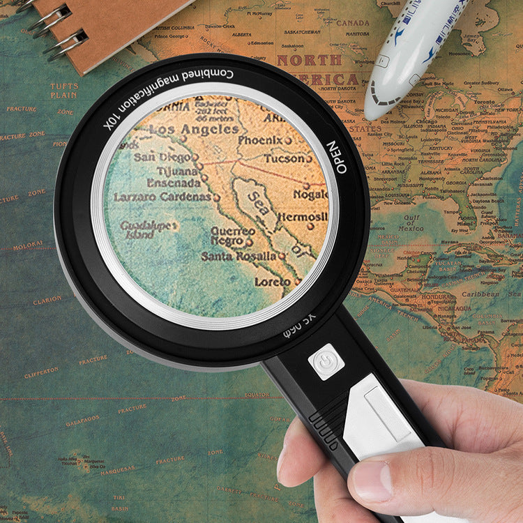 Handheld Magnifying Glass with LED Ring Light – Philatelic Loupe for Stamp Inspection & Collectible Viewing