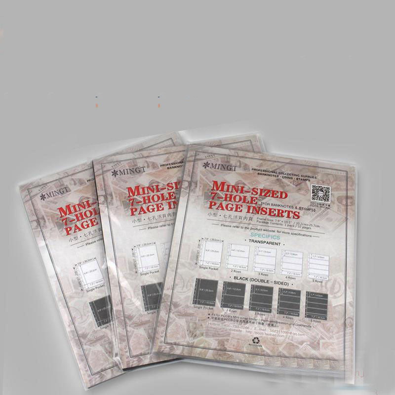 Classic 9-Hole Black Stamp Album Pages – Double-Sided Collectors’ Sheets with 7 Transparent Strips