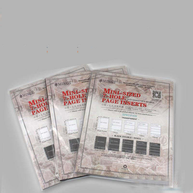 Classic 9-Hole Black Stamp Album Pages – Double-Sided Collectors’ Sheets with 7 Transparent Strips