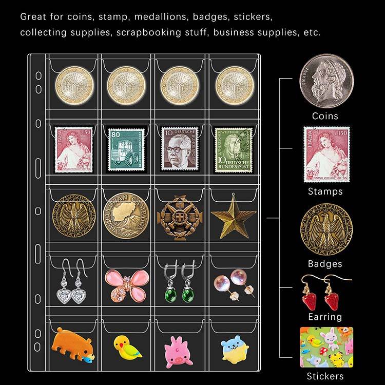 PVC Flip Pocket Coin & Stamp Collector Album – Currency Storage Pages
