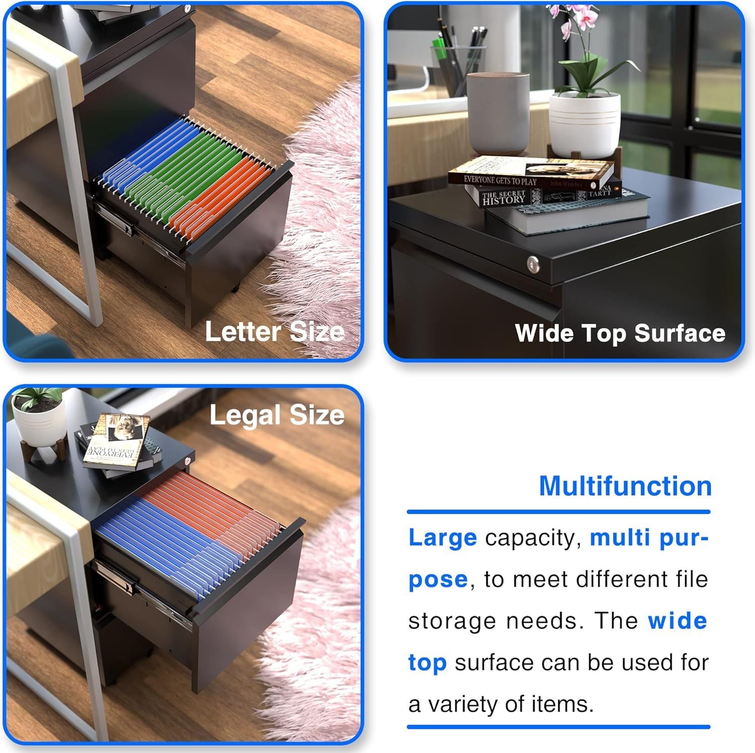 Black Metal Philatelic Storage Cabinet with Lock – 2 Drawer Vertical Organizer for Stamps, Covers & Collectibles