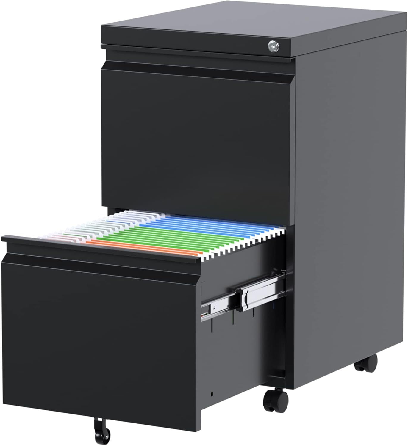 Black Metal Philatelic Storage Cabinet with Lock – 2 Drawer Vertical Organizer for Stamps, Covers & Collectibles