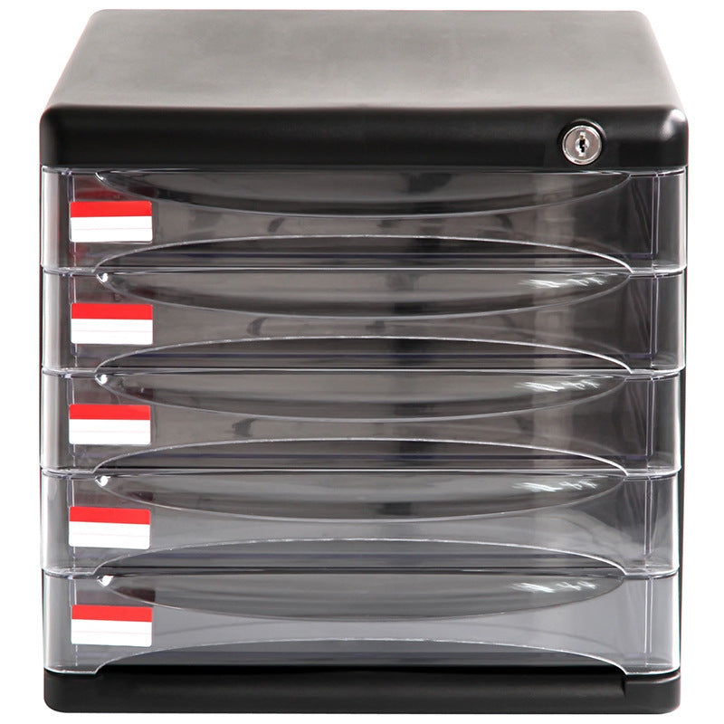 Transparent Layered Stamp Storage Cabinet with Lock – Desktop Organizer for Stamp Albums & Collectibles